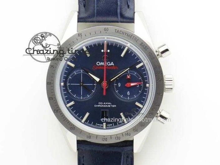 0129 EyeCatching Planet Ocean Master Chronometer SS OM 1:1 Best Edition Blue Dial On Leather Strap A 8176